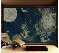 XLMING Creatividad Hilo Dorado Círculo Carpa Dorada Imitación De Mármol 3D Papel Pintado Pared Premium Textura Seda Estudio Comedor Vinilos Dormitorio Sofás TV Cocina-200cm×140cm