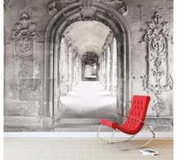 XLMING Creatividad Retro Arquitectura Pasillo Amplitud Espacial Papel Pintado 3D Seda De Lujo Pared Estudio Comedor Sofa Dormitorio Madera Salon Tv Decorativo-430cm×300cm