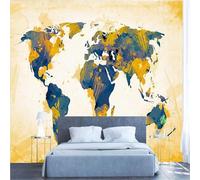 XLMING Creatividad Retro Grafitis Mundo Mapa 3D Papel Pintado Lujo Casa Sala Decoración Estar Comedor Sofá Dormitorio TV Fondo de Pared-200cm×140cm
