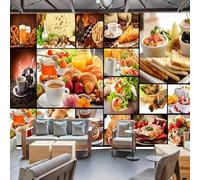 XLMING Creativo Comida Pan Café Fruta 3D Papel Pintado Tapiz Textura de Seda Oficina Comedor Sofá Dormitorio Sala Estar TV Fondo Pantalla-350cm×256cm