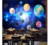 XLMING Creativo Cosmos Azul Planeta Colorido 3D Papel Pintado Lujo Casa Sala Decoración Estar Comedor Sofá Dormitorio TV Fondo de Pared-250cm×170cm