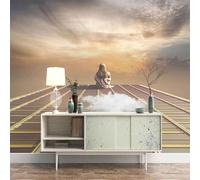 XLMING Creativo Cubic Sky Girl Space Art 3D Papel Pintado Pared Premium Textura Seda Estudio Comedor Vinilos Dormitorio Sofás TV Cocina-430cm×300cm