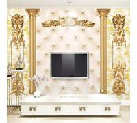 XLMING Creativo Dorado Columnas Geométrico Tapicería 3D Papel Pintado Lujo Casa Sala Decoración Estar Comedor Sofá Dormitorio TV Fondo de Pared-400cm×280cm