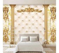 XLMING Creativo Dorado Columnas Geométrico Tapicería 3D Papel Pintado Pared Premium Textura Seda Estudio Comedor Vinilos Dormitorio Sofás TV Cocina-150cm×105cm