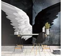 XLMING Creativo En Blanco Y Negro Alas De Ángel Arte Personalidad 3D Papel Pintado Lujo Casa Sala Decoración Estar Comedor Sofá Dormitorio TV Fondo de Pared-430cm×300cm