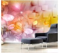 XLMING Creativo Estético Cuadrícula Flores Arte Papel Pintado 3D Seda De Lujo Pared Estudio Comedor Sofa Dormitorio Madera Salon Tv Decorativo-200cm×140cm
