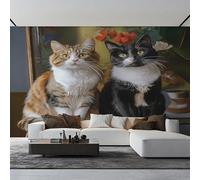 XLMING Creativo Flor Roja Animal Gatito 3D Papel Pintado Lujo Casa Sala Decoración Estar Comedor Sofá Dormitorio TV Fondo de Pared-350cm×256cm