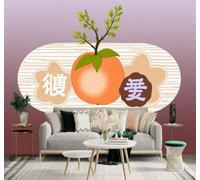 XLMING Creativo Frutas Naranjas Hojas Verdes Elementos Florales Ilustración 3D Papel Pintado Tapiz Textura de Seda Oficina Comedor Sofá Dormitorio Sala Estar TV Fondo Pantalla-400cm×280cm