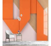 XLMING Creativo Geométrico Líneas Doradas Arte Papel Pintado 3D Seda De Lujo Pared Estudio Comedor Sofa Dormitorio Madera Salon Tv Decorativo-350cm×256cm