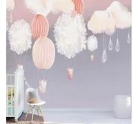 XLMING Creativo Globo Aerostático Rosa En Tridimensional Nubes 3D Papel Pintado Pared Premium Textura Seda Estudio Comedor Vinilos Dormitorio Sofás TV Cocina-400cm×280cm