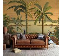 XLMING Creativo Junto Al Lago Plataneros Pavos Reales Mariposas Papel Pintado 3D Seda De Lujo Pared Estudio Comedor Sofa Dormitorio Madera Salon Tv Decorativo-350cm×256cm