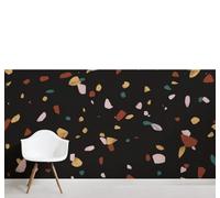XLMING Creativo Multicolor Irregular Geométrico Negro Imitación Mármol Papel Pintado 3D Seda De Lujo Pared Estudio Comedor Sofa Dormitorio Madera Salon Tv Decorativo-200cm×140cm