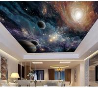XLMING Creativo Onírico Universo Planetas Estrellas 3D Papel Pintado Lujo Casa Sala Decoración Estar Comedor Sofá Dormitorio TV Fondo de Pared-350cm×256cm