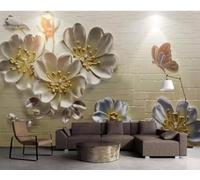 XLMING Creativo Pared De Ladrillo Tridimensional Floral Mariposa 3D Papel Pintado Pared Premium Textura Seda Estudio Comedor Vinilos Dormitorio Sofás TV Cocina-200cm×140cm