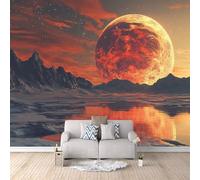 XLMING Creativo Planeta Rojo Universo Cielo Estrellado 3D Papel Pintado Pared Premium Textura Seda Estudio Comedor Vinilos Dormitorio Sofás TV Cocina-350cm×256cm