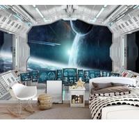 XLMING Creativo Tridimensional Caricatura Universo Planeta 3D Papel Pintado Lujo Casa Sala Decoración Estar Comedor Sofá Dormitorio TV Fondo de Pared-350cm×256cm