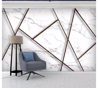 XLMING Creativo Tridimensional Geométrico Líneas Imitación De Mármol Papel Pintado 3D Seda De Lujo Pared Estudio Comedor Sofa Dormitorio Madera Salon Tv Decorativo-350cm×256cm