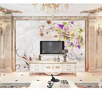 XLMING Creativo Vegetal Colorido Flores Efecto Mármol 3D Papel Pintado Tapiz Textura de Seda Oficina Comedor Sofá Dormitorio Sala Estar TV Fondo Pantalla-400cm×280cm