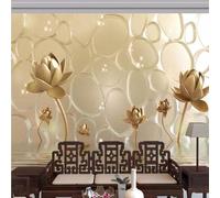 XLMING Cristal Wooden Lotus Vidrio Golden Lotus 3D Papel Pintado Pared Premium Textura Seda Estudio Comedor Vinilos Dormitorio Sofás TV Cocina-150cm×105cm