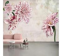 XLMING Cúbico Cálido Hermoso Flores Rosas Mariposas Papel Pintado 3D Seda De Lujo Pared Estudio Comedor Sofa Dormitorio Madera Salon Tv Decorativo-350cm×256cm