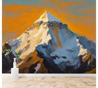 XLMING Cumbres Nevadas Atardecer Dorado Cielo Abstracto Paisaje 3D Papel Pintado Tapiz Textura de Seda Oficina Comedor Sofá Dormitorio Sala Estar TV Fondo Pantalla-250cm×170cm