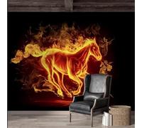 XLMING Dibujado A Mano Abstracto Tridimensional Animal Caballo Fuego Papel Pintado 3D Seda De Lujo Pared Estudio Comedor Sofa Dormitorio Madera Salon Tv Decorativo-250cm×170cm