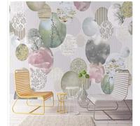 XLMING Dibujado A Mano Acuarela Arte Geometría Círculos Patrones 3D Papel Pintado Tapiz Textura de Seda Oficina Comedor Sofá Dormitorio Sala Estar TV Fondo Pantalla-430cm×300cm