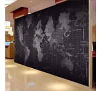 XLMING Dibujado A Mano Arte Mapa Del Mundo Líneas Tridimensional 3D Papel Pintado Pared Premium Textura Seda Estudio Comedor Vinilos Dormitorio Sofás TV Cocina-350cm×256cm