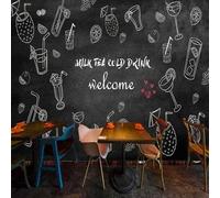 XLMING Dibujado A Mano Arte Pizarra Bebida Fría Fresas Naranjas 3D Papel Pintado Pared Premium Textura Seda Estudio Comedor Vinilos Dormitorio Sofás TV Cocina-250cm×170cm