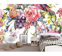 XLMING Dibujado A Mano Botánico Colorido Floral Arte 3D Papel Pintado Tapiz Textura de Seda Oficina Comedor Sofá Dormitorio Sala Estar TV Fondo Pantalla-200cm×140cm