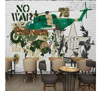 XLMING Dibujado A Mano Colorido Arte Aviones Personajes Muros De Ladrillo 3D Papel Pintado Tapiz Textura de Seda Oficina Comedor Sofá Dormitorio Sala Estar TV Fondo Pantalla-250cm×170cm