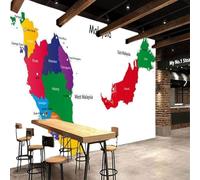XLMING Dibujado A Mano Colorido Arte Mapa 3D Papel Pintado Tapiz Textura de Seda Oficina Comedor Sofá Dormitorio Sala Estar TV Fondo Pantalla-300cm×210cm