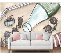 XLMING Dibujado A Mano La Línea De Arte Hormigas Pequeño Animal Botella 3D Papel Pintado Seda Texturizada Primera Calidad Sala De Estar Sofá Dormitorio Comedor Hogar Pared-400cm×280cm