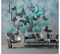 XLMING Dibujado A Mano Tridimensional Bello Mariposas Nostalgia 3D Papel Pintado Tapiz Textura de Seda Oficina Comedor Sofá Dormitorio Sala Estar TV Fondo Pantalla-150cm×105cm