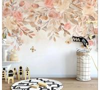 XLMING Dibujo A Mano Acogedor Rosa Flores Mariposas Papel Pintado 3D Seda De Lujo Pared Estudio Comedor Sofa Dormitorio Madera Salon Tv Decorativo-350cm×256cm
