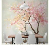 XLMING Dibujo A Mano Acuarela Bello Rosa Árboles 3D Papel Pintado Tapiz Textura de Seda Oficina Comedor Sofá Dormitorio Sala Estar TV Fondo Pantalla-400cm×280cm