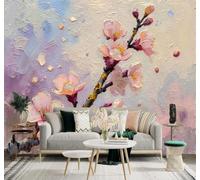 XLMING Dibujo A Mano Acuarela Rosa Cerezos En Flor Pétalos 3D Papel Pintado Tapiz Textura de Seda Oficina Comedor Sofá Dormitorio Sala Estar TV Fondo Pantalla-300cm×210cm