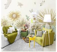 XLMING Dibujo A Mano Bello Flores Girasoles Mariposas 3D Papel Pintado Tapiz Textura de Seda Oficina Comedor Sofá Dormitorio Sala Estar TV Fondo Pantalla-300cm×210cm