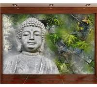 XLMING Dibujo A Mano Creativo Retro Cabeza De Buda Hojas De Ginkgo 3D Papel Pintado Tapiz Textura de Seda Oficina Comedor Sofá Dormitorio Sala Estar TV Fondo Pantalla-430cm×300cm