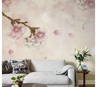 XLMING Dibujo A Mano Minimalista Retro Rosa Flores De Ciruelo 3D Papel Pintado Tapiz Textura de Seda Oficina Comedor Sofá Dormitorio Sala Estar TV Fondo Pantalla-300cm×210cm
