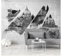 XLMING Dibujo A Mano Retro Blanco Y Negro Ciudad Arquitectura Papel Pintado 3D Seda De Lujo Pared Estudio Comedor Sofa Dormitorio Madera Salon Tv Decorativo-430cm×300cm