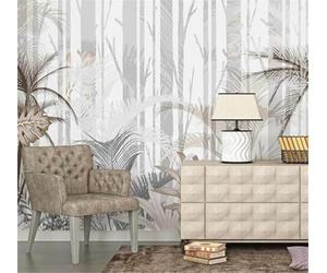 XLMING Dibujo A Mano Tropical Plantas Cocoteros Elegante 3D Papel Pintado Tapiz Textura de Seda Oficina Comedor Sofá Dormitorio Sala Estar TV Fondo Pantalla-300cm×210cm