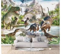 XLMING Dibujos Animados Animales Gigantes Dinosaurios Paisajes 3D Papel Pintado Tapiz Textura de Seda Oficina Comedor Sofá Dormitorio Sala Estar TV Fondo Pantalla-150cm×105cm
