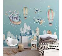 XLMING Dibujos Animados Avión Globo Aerostático Bosque Casa 3D Papel Pintado Lujo Casa Sala Decoración Estar Comedor Sofá Dormitorio TV Fondo de Pared-430cm×300cm