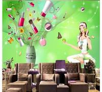 XLMING Dibujos Animados Bello Verde Naturaleza Tienda De Cosméticos Sala De Descanso 3D Papel Pintado Tapiz Textura de Seda Oficina Comedor Sofá Dormitorio Sala Estar TV Fondo Pantalla-350cm×256cm