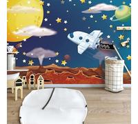 XLMING Dibujos Animados Cielo Estrellado Avión Estrellas Planeta 3D Papel Pintado Tapiz Textura de Seda Oficina Comedor Sofá Dormitorio Sala Estar TV Fondo Pantalla-150cm×105cm