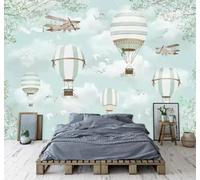 XLMING Dibujos Animados Cielo Globo Aerostático Pájaro Volador Avión 3D Papel Pintado Pared Premium Textura Seda Estudio Comedor Vinilos Dormitorio Sofás TV Cocina-150cm×105cm