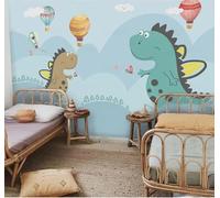 XLMING Dibujos Animados Cimas De Montañas Nubes Blancas Globo Aerostático Dinosaurio 3D Papel Pintado Tapiz Textura de Seda Oficina Comedor Sofá Dormitorio Sala Estar TV Fondo Pantalla-200cm×140cm