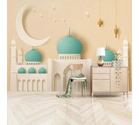 XLMING Dibujos Animados Ciudad Arquitectura Luna Cielo Estrellado 3D Papel Pintado Lujo Casa Sala Decoración Estar Comedor Sofá Dormitorio TV Fondo de Pared-150cm×105cm