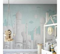 XLMING Dibujos Animados Dibujados A Mano Grafitis Blanco Arquitectura Castillo 3D Papel Pintado Pared Premium Textura Seda Estudio Comedor Vinilos Dormitorio Sofás TV Cocina-250cm×170cm